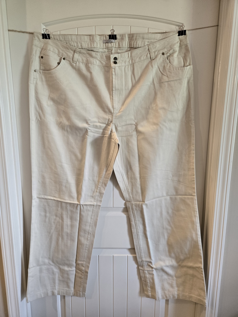 Woman Within Cream Wide-Leg Jeans Plus Size 32W Tall NWT